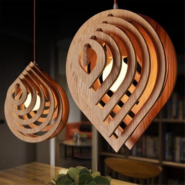 Wooden lamp shade - 2024 Art deco lamps - Laser cut light - AVARITIA L20